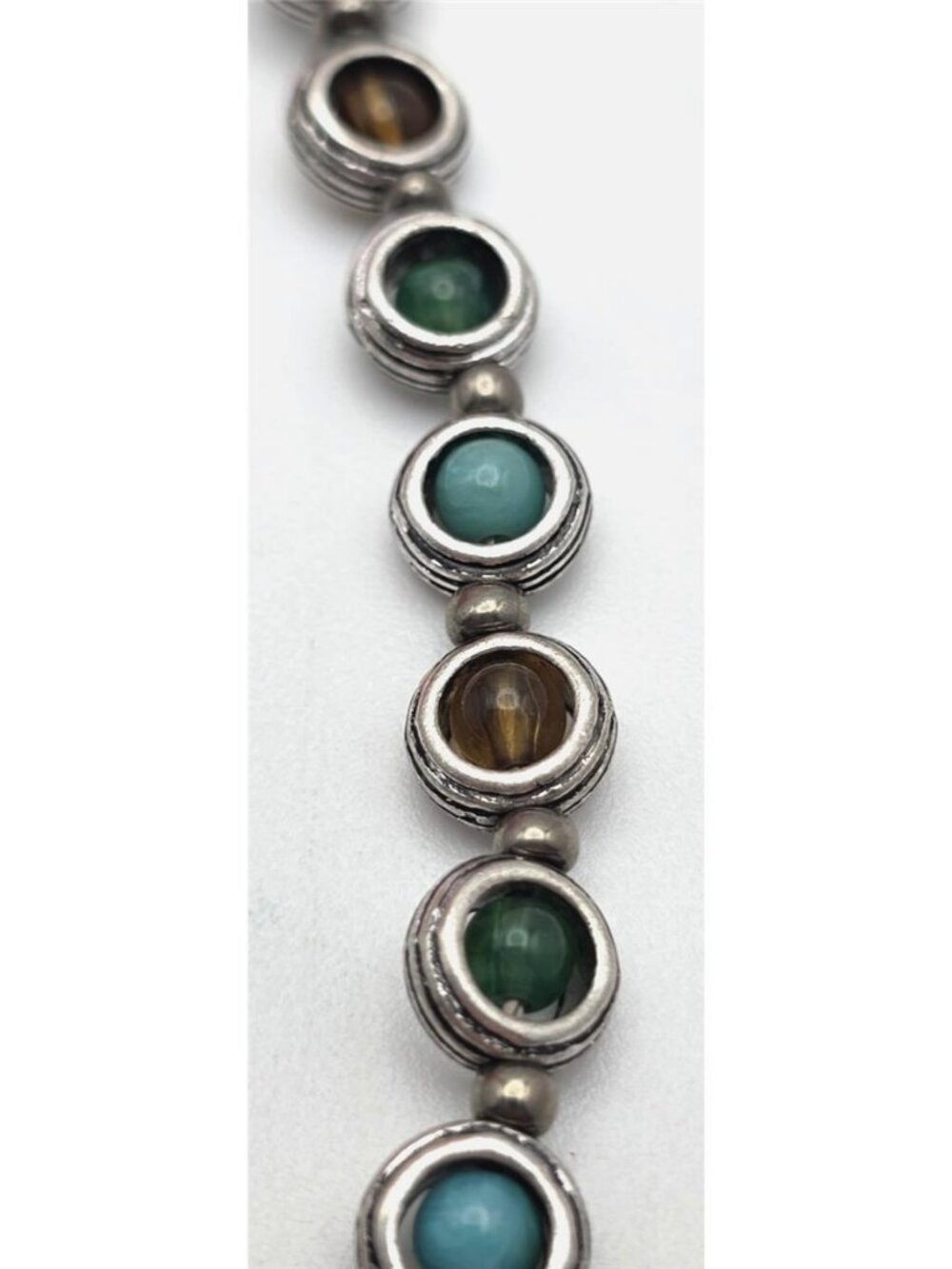 Premier Designs Southwestern Station Necklace Tiger Eye Turquoise Look 36 In - Picture 5 of 16